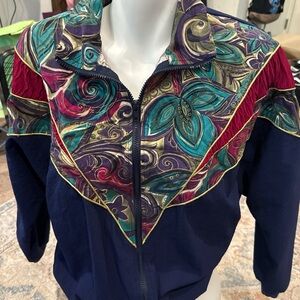 Silver Threads Multicolor Festival‎ Windbreaker Track Jacket Made In USA